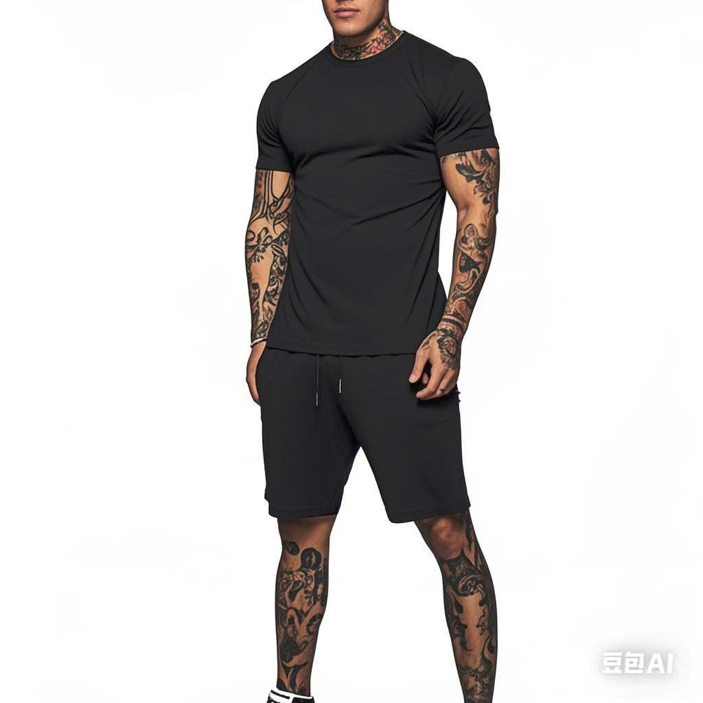 Herren Sportliches Kurzarm- und Shorts-Set mit kontrastierenden Details EB