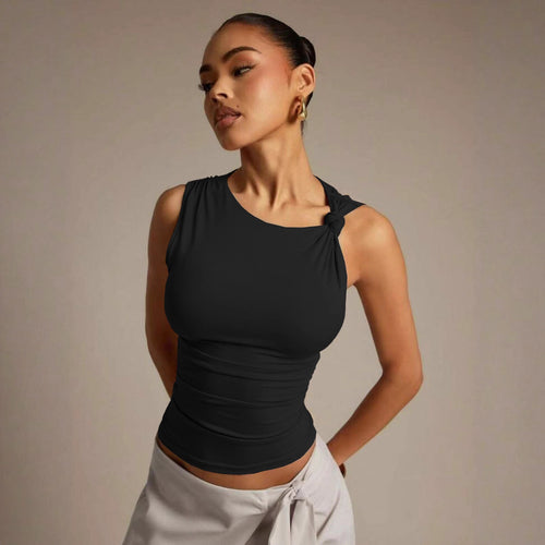 Damen Elegantes Tanktop mit asymmetrischem Design und raffinierten Knotelementen EB