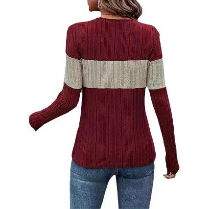 Damen Elegantes Oberteil mit Reißverschluss und Rippenstruktur EB