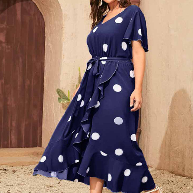 Damen Maxikleid mit Schößchen und Taillengürtel EB
