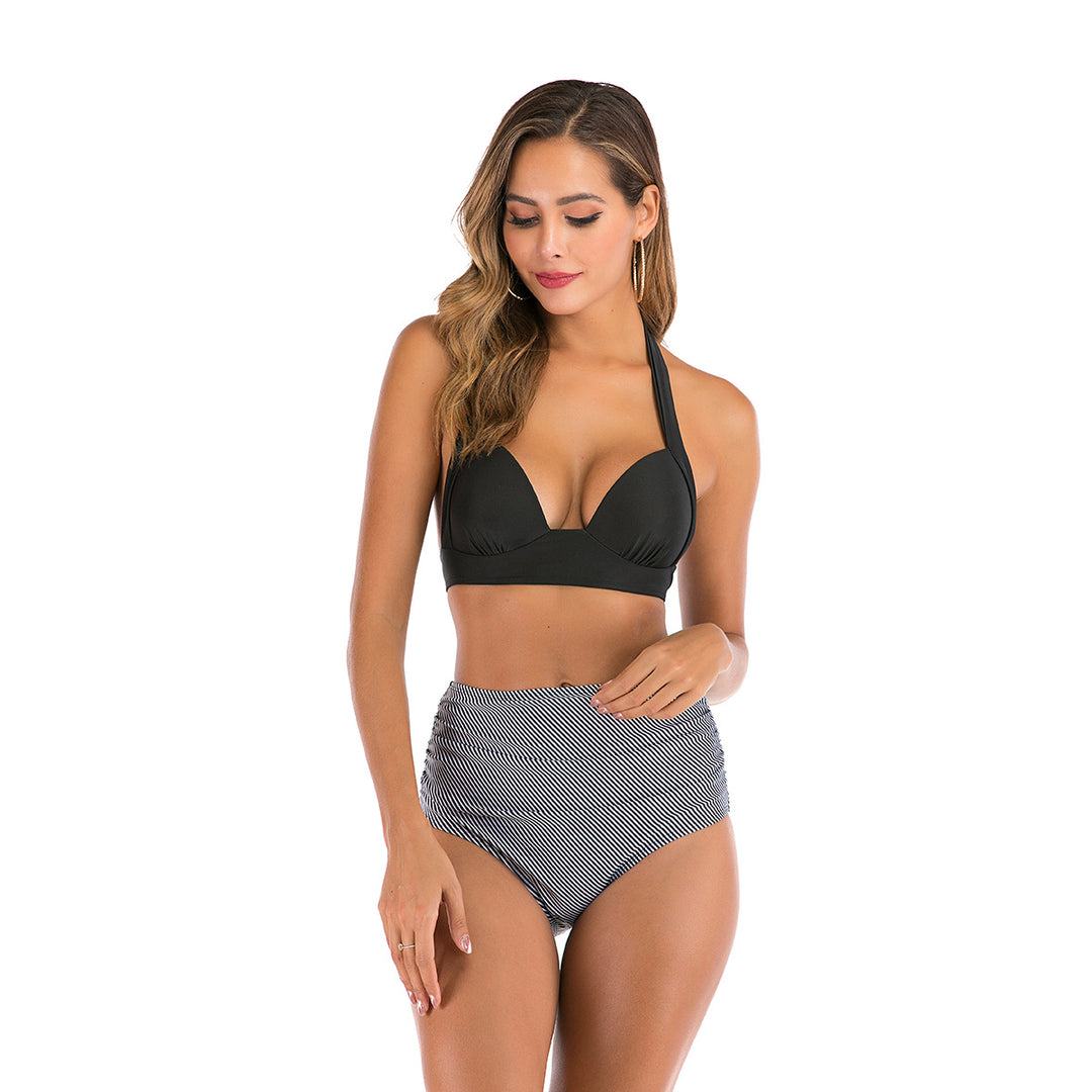 Damen Hoch taillierter Bikini mit floralem Design EB