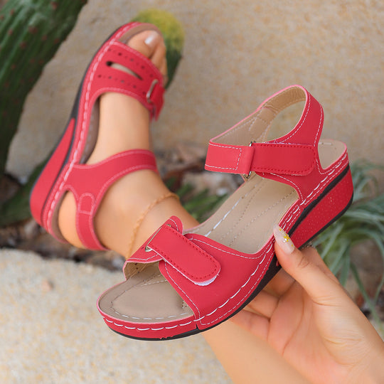 Damen komfortable Wedge-Sandalen mit verstellbarem Riemendesign EB