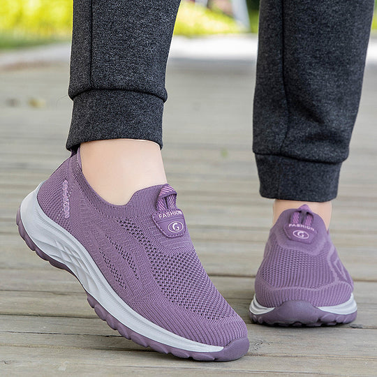 Damen Sportliche Slip-On Sneakers mit atmungsaktiver Mesh-Oberfläche EB