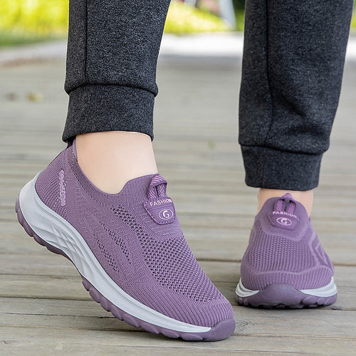 Damen Sportliche Slip-On Sneakers mit atmungsaktiver Mesh-Oberfläche EB