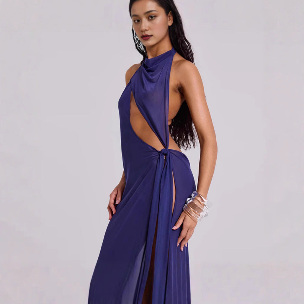 Damen Elegantes Cut-Out Maxikleid EB