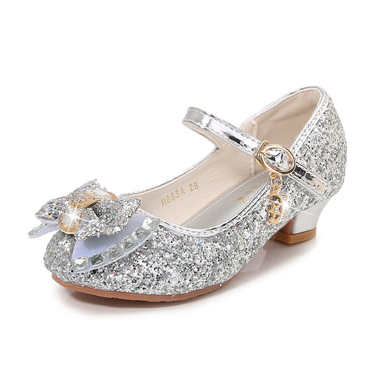Mädchen Elegante Glitzer Ballerinas mit dekorativer Schleifen- und Strassapplikation EB