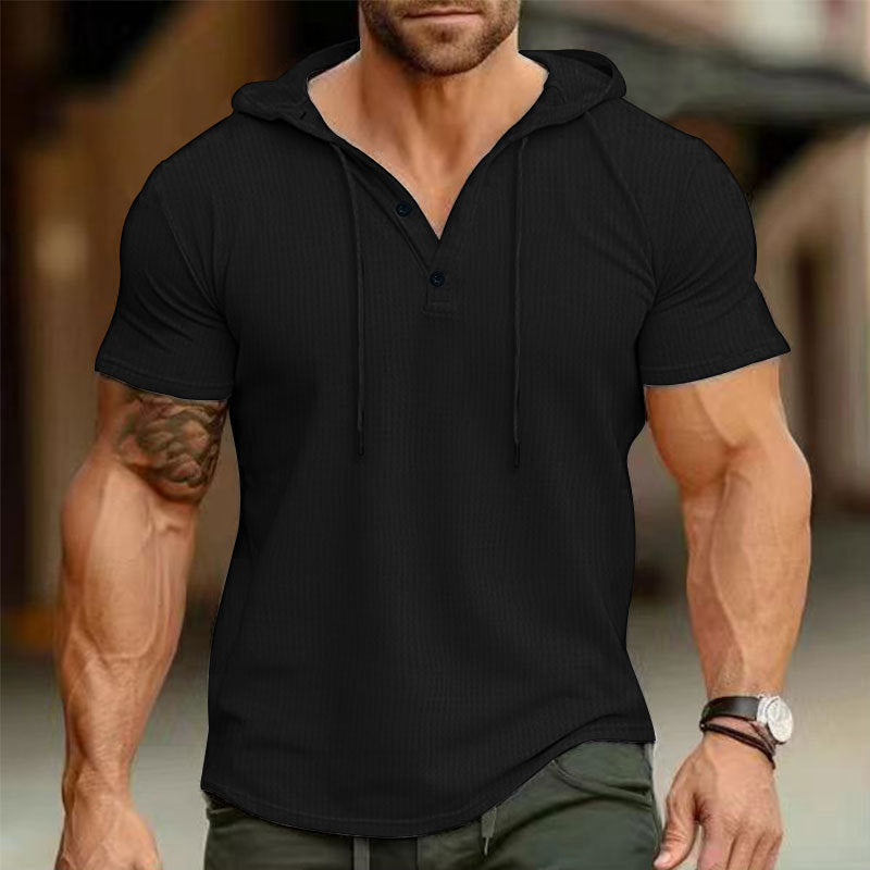 Herren Sweatshirt mit Kapuze und Kontrastknöpfen EB