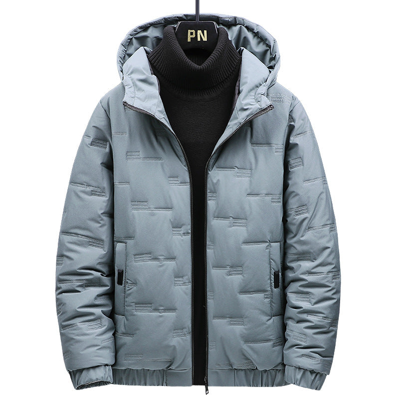 Herren Wattierte Kapuzenjacke mit geometrischer Steppung und winddichtem Saum EB