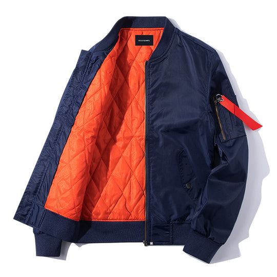 Men's  water-resistant ripstop flight bomber jacket with quilted lining and sleeve zipper utility pocket EB