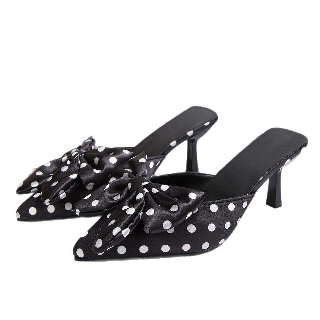 Damen elegante Mules mit verspieltem Punkte-Design und stilvollem Schleifenakzent EB