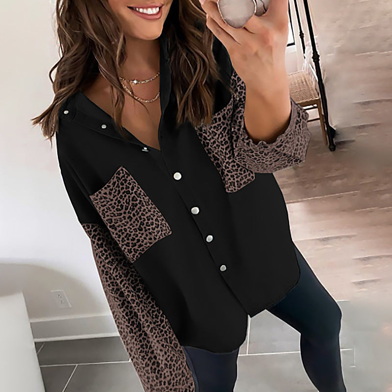 Damen Modische Hemdjacke mit Tiermuster EB