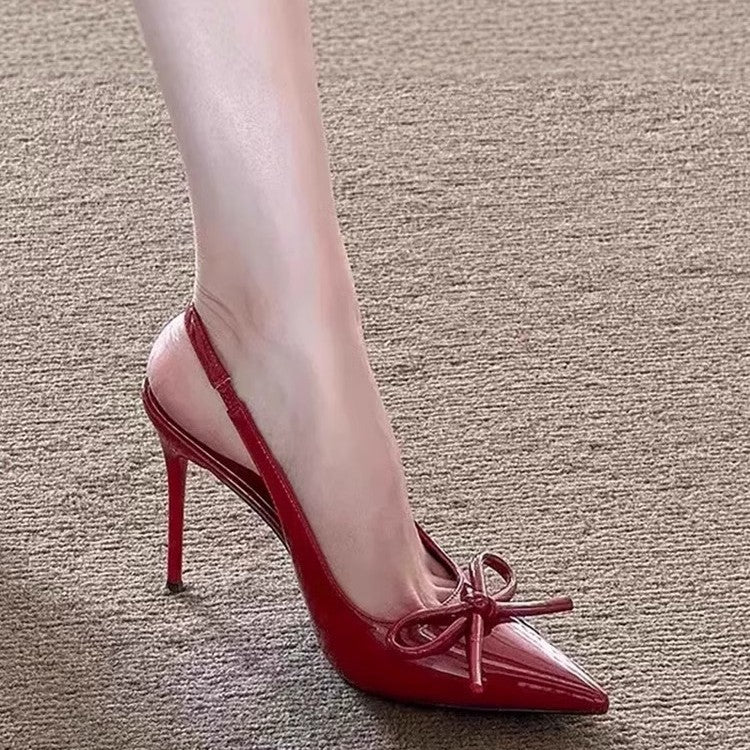 Damen stilvolle Slingback-Heels mit eleganter Schleifenverzierung EB