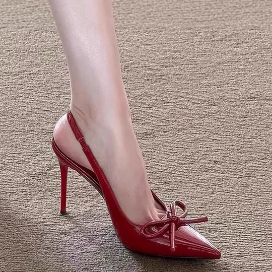 Damen stilvolle Slingback-Heels mit eleganter Schleifenverzierung EB