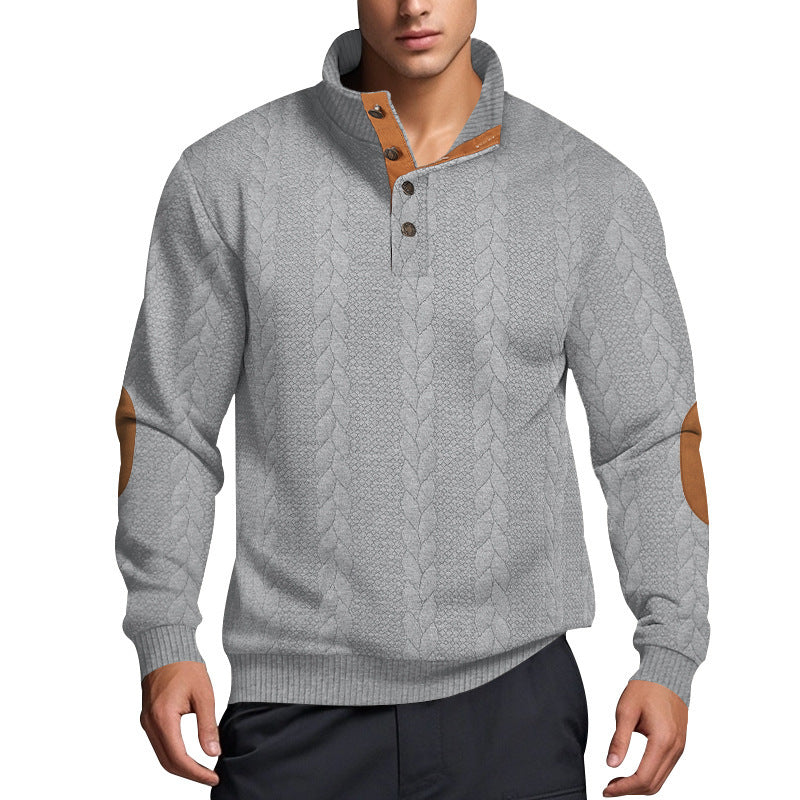 Herren Strickpullover mit hohem Kragen und strukturiertem Muster EB