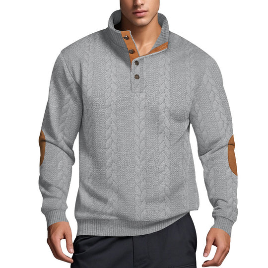Herren Strickpullover mit hohem Kragen und strukturiertem Muster EB