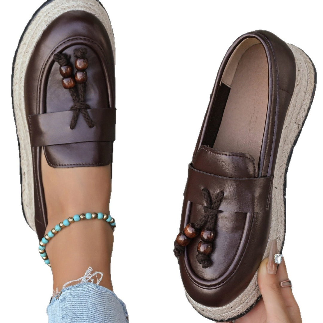 Damen Espadrilles mit modischer Schnürung und geflochtenem Boden EB