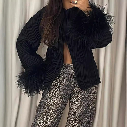 Damen Jacke mit Volantdetails und plissierter Struktur EB
