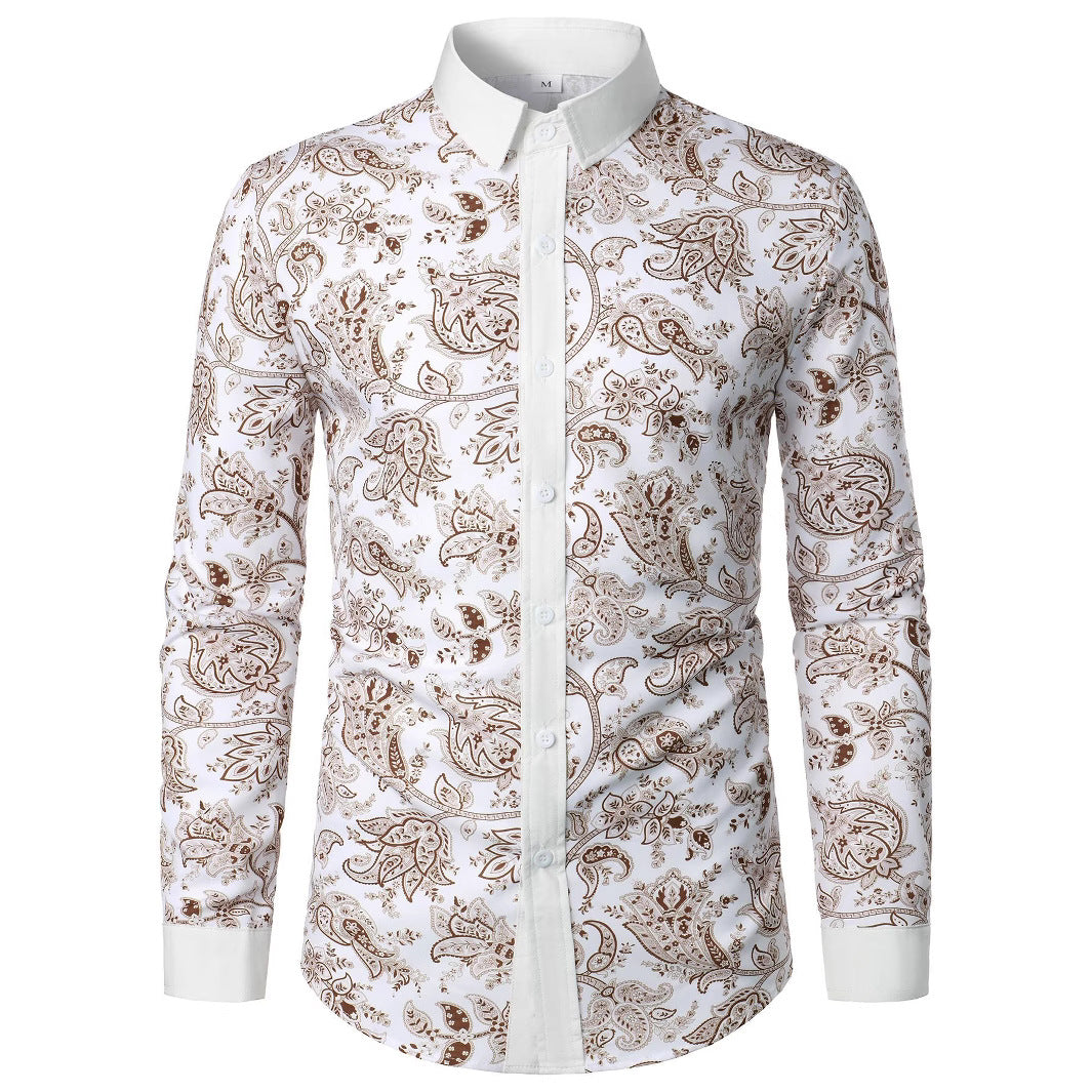 Herren Langarmhemd mit modernem Paisley-Design EB
