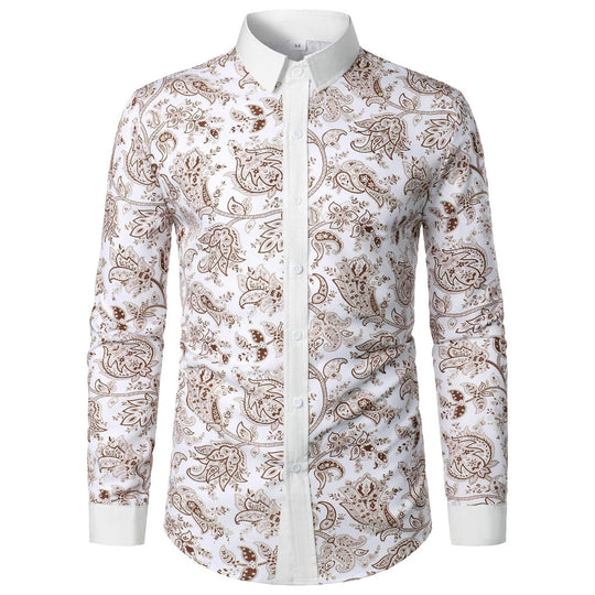 Herren Langarmhemd mit modernem Paisley-Design EB