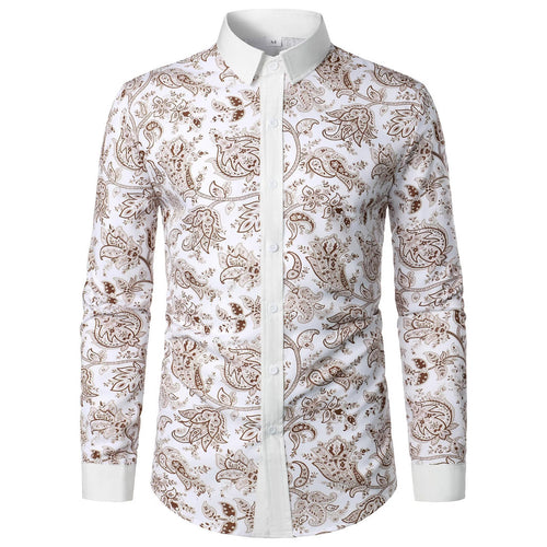 Herren Langarmhemd mit modernem Paisley-Design EB