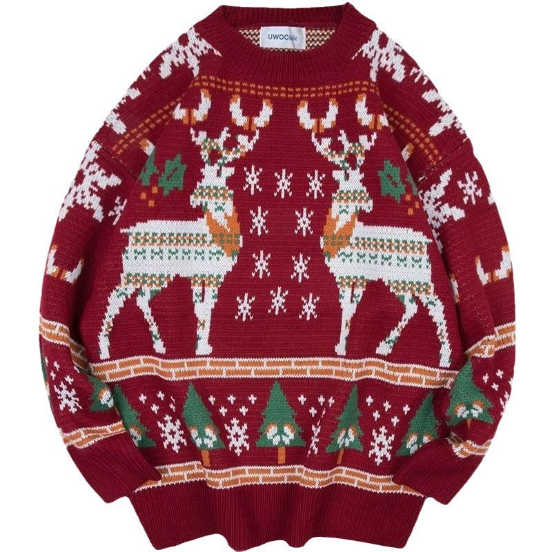 Damen festlicher Winterpullover mit Weihnachtsmotiven EB