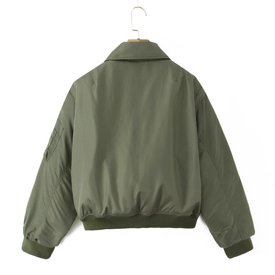 Damen lässige Bomberjacke mit praktischen Taschen EB