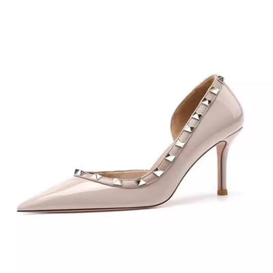 Damen Slingback High Heels mit spitzem vorderem Design und metallic Akzenten EB