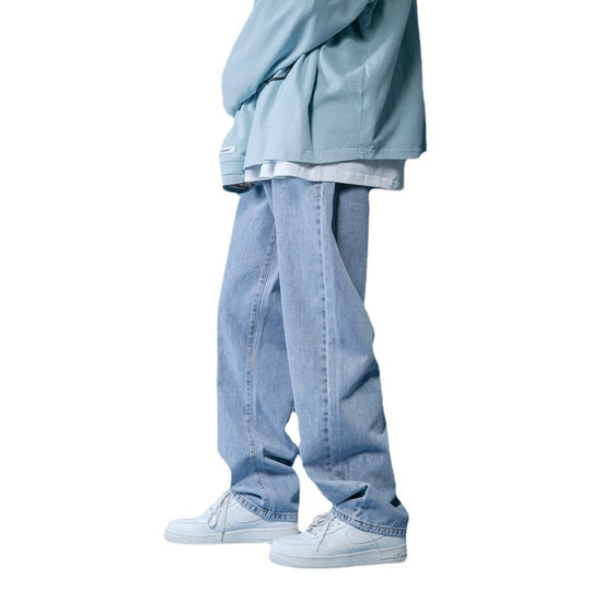 Herren lockere Denim-Jeans im Vintage-Stil mit hoher Taille EB