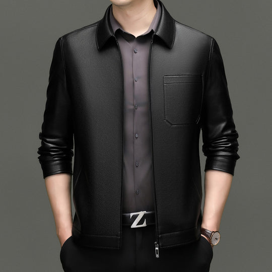 Herren Kunstlederjacke mit modernem Schnitt und praktischen Taschen EB