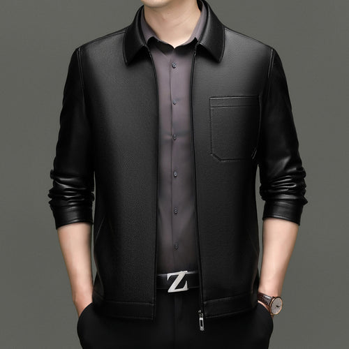 Herren Kunstlederjacke mit modernem Schnitt und praktischen Taschen EB