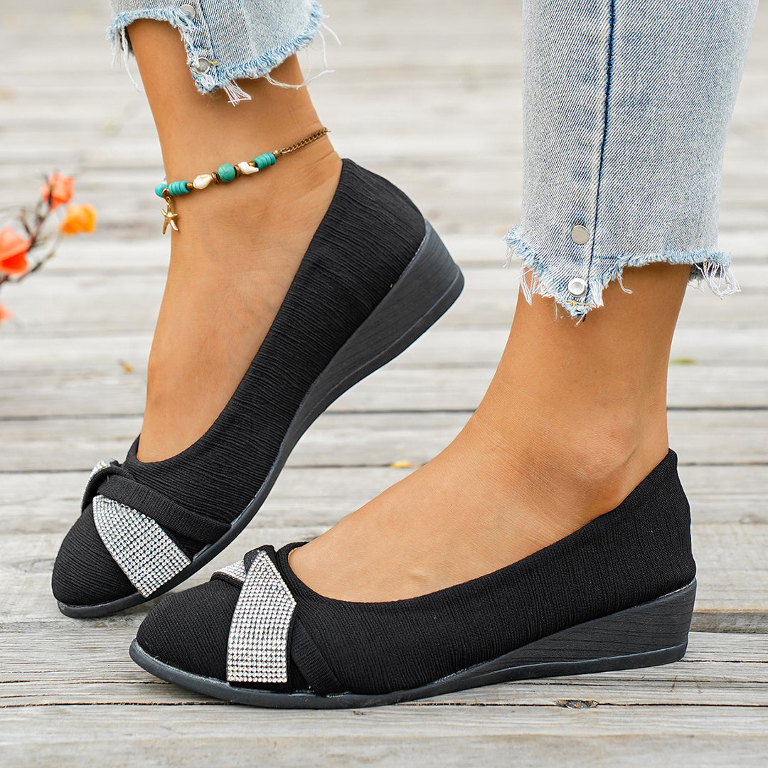 Damen Wedge-Ballerinas mit funkelnden Applikationen und komfortablem Fußbett EB