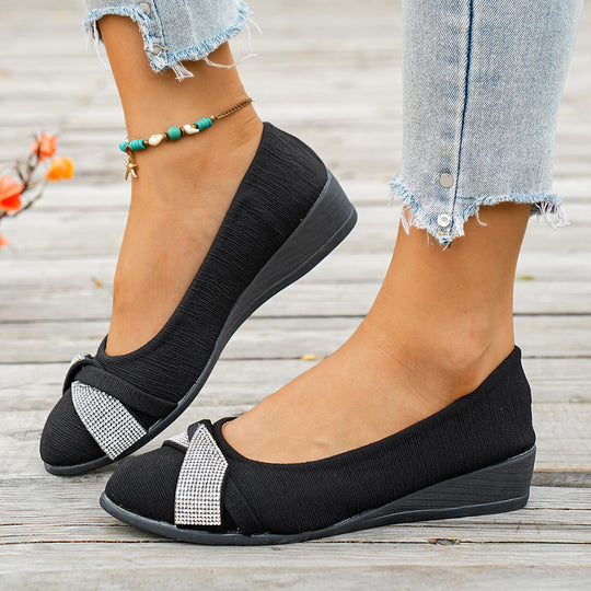 Damen Wedge-Ballerinas mit funkelnden Applikationen und komfortablem Fußbett EB