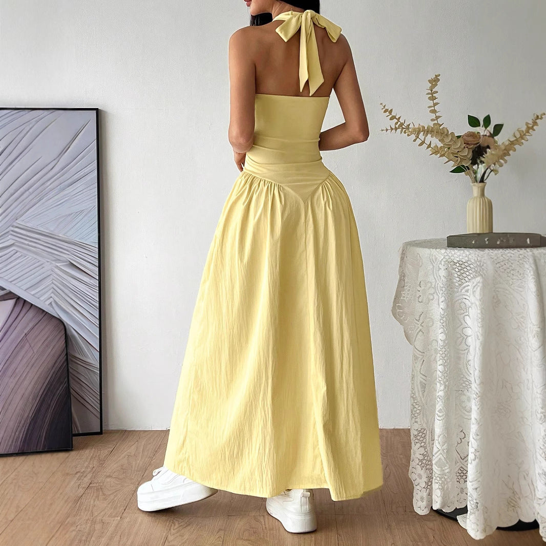 Damen Maxidress mit U-Ausschnitt und fließendem Rock EB