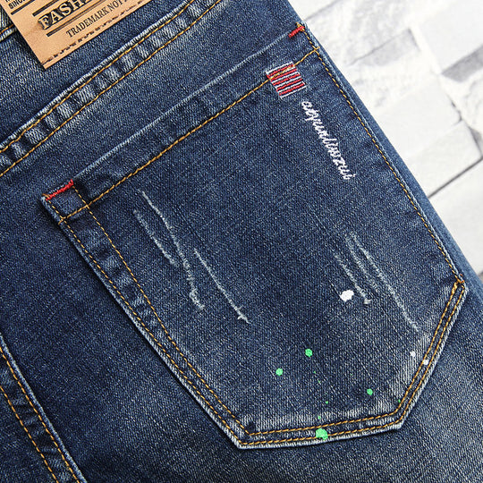 Herren Ripped Denim Jeans im urbanen Style EB