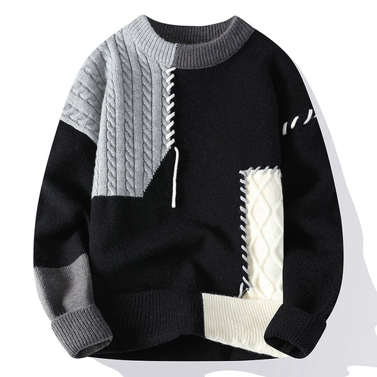 Unisex nan strukturierter Oversize-Strickpullover mit Zopfmuster und dekorativer Steppnaht EB
