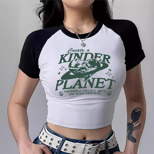 Damen Crop-Top mit motivierendem Schriftzug und lässigem Schnitt EB