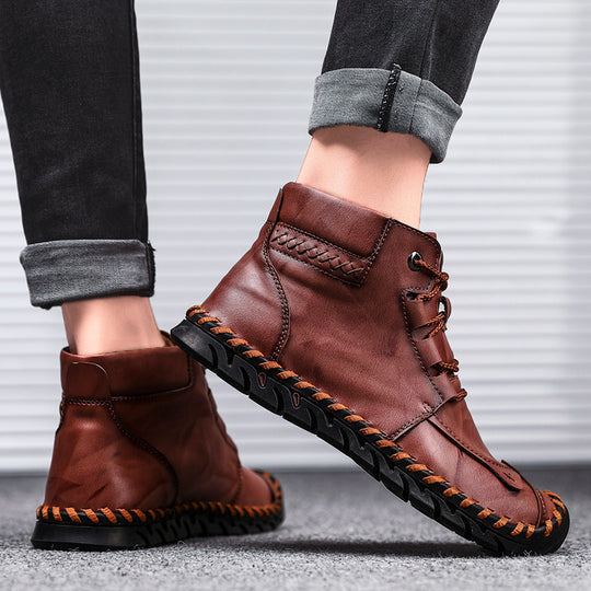 Damen elegante und bequeme Lederstiefeletten EB