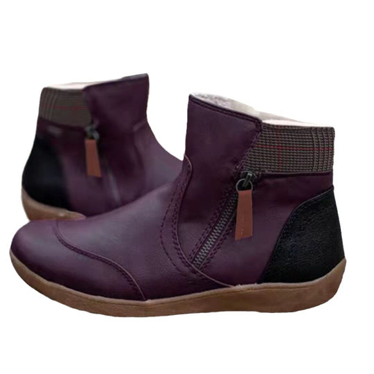 Damen modische Stiefeletten mit seitlichem Reißverschluss und bequemer Sohle EB