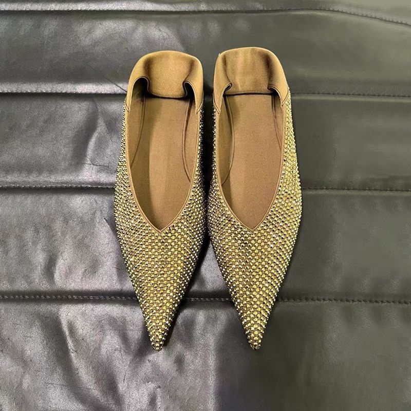 Damen elegante spitze Ballerinas mit glitzerndem Strassdesign EB
