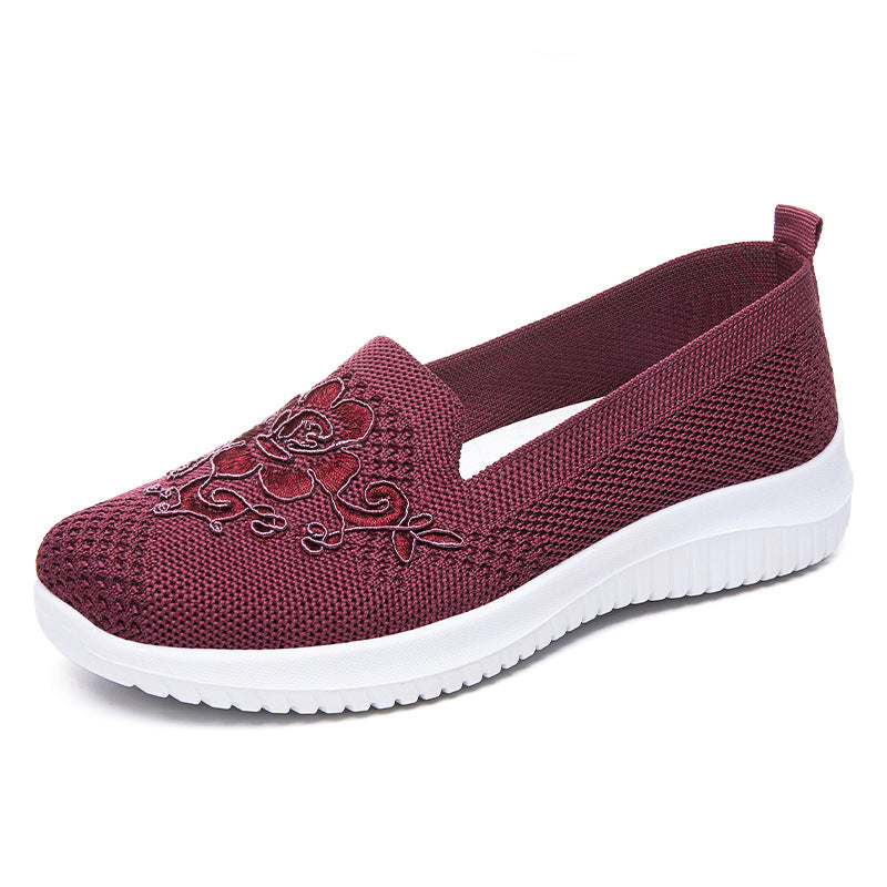 Damen Bequeme Slip-On Sneakers mit floralen Stickereien EB