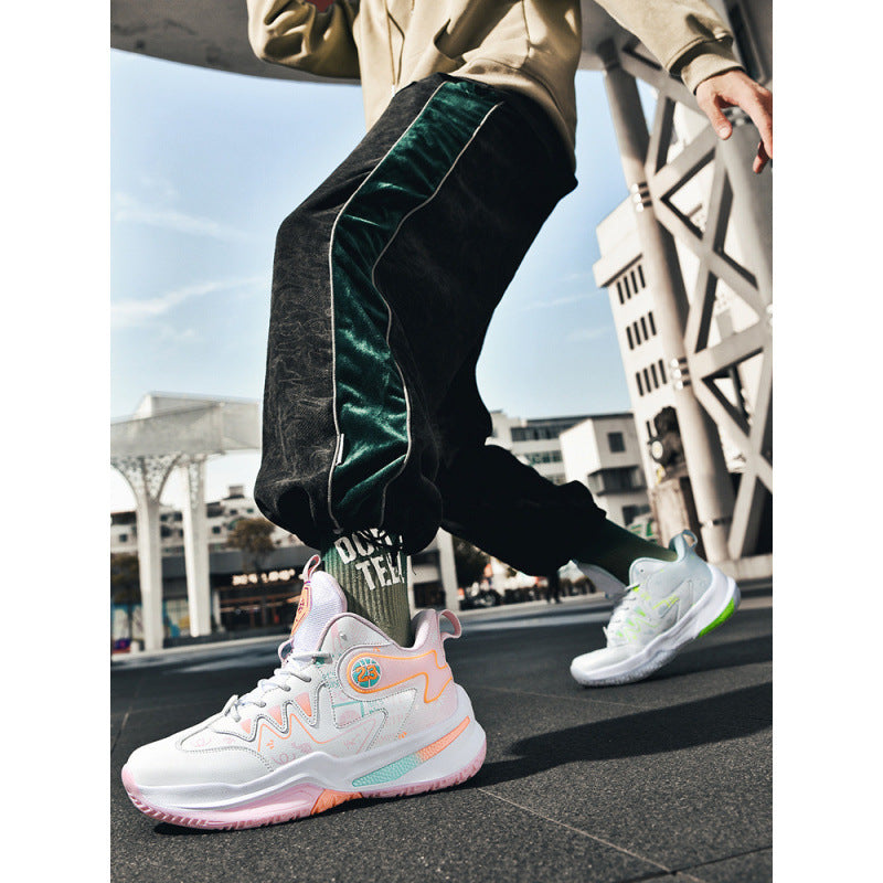 Damen Sportliche High-Top Basketball-Sneaker mit atmungsaktiver Mesh-Oberfläche und dämpfendem Fußbett EB