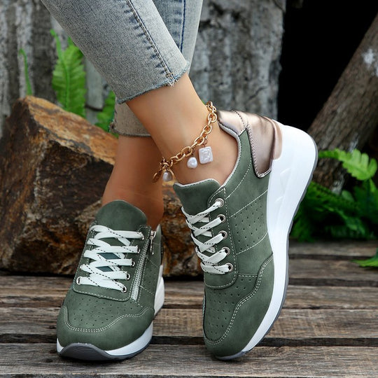 Damen sportliche Sneakers mit elegantem Reißverschluss und hohem Komfort EB