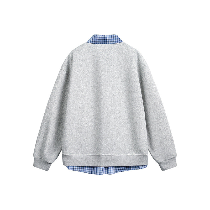 Damen Lässiger Oversized Kapuzenpullover mit Hemdkragen EB