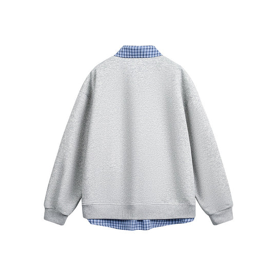 Damen Lässiger Oversized Kapuzenpullover mit Hemdkragen EB