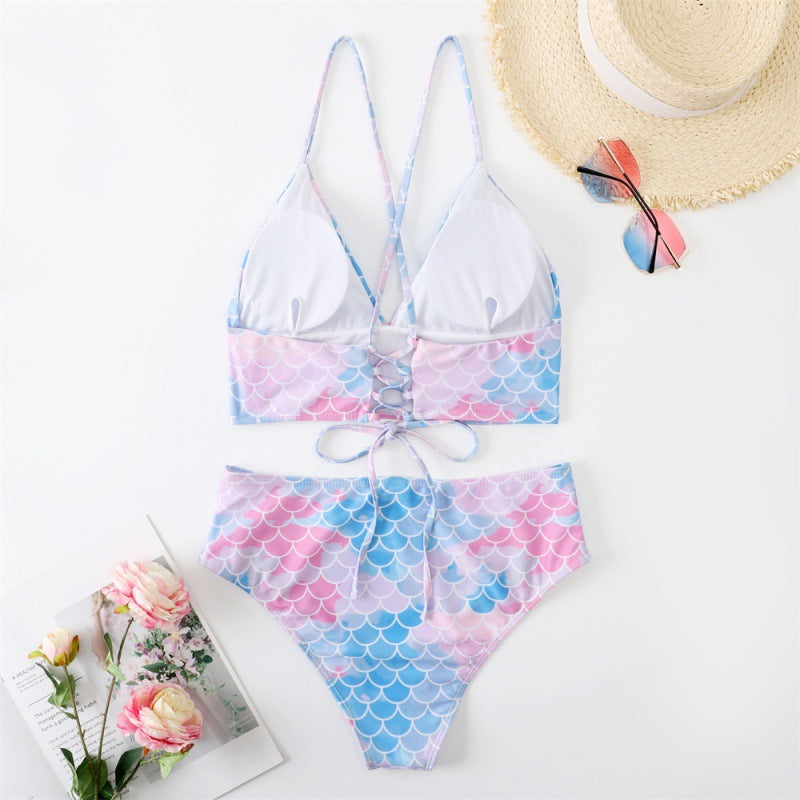 Damen Bikini-Set mit verstellbaren Trägern und modischem Schuppendesign EB