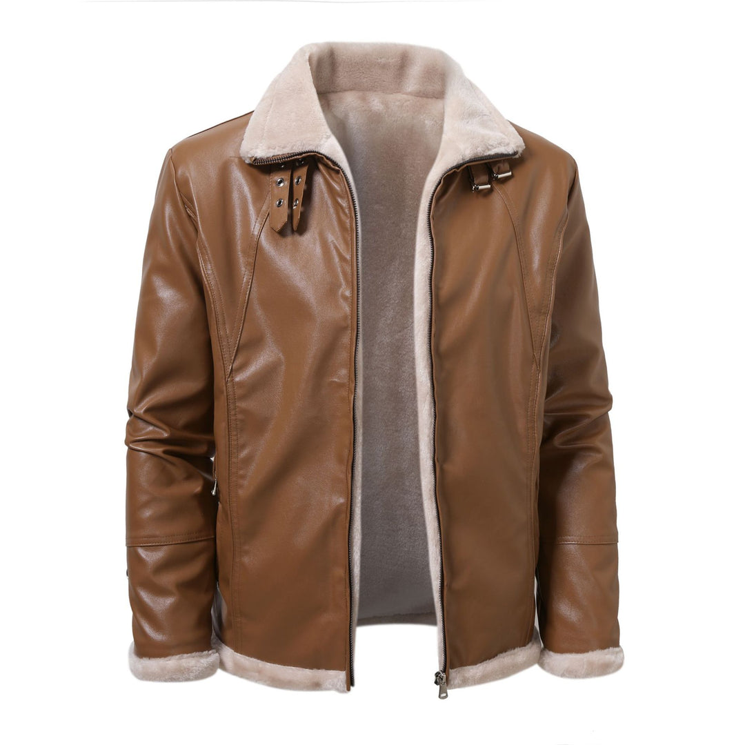 Herren eleganter Kunstlederjacke mit warmer Fütterung EB
