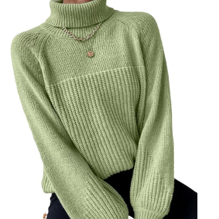 Damen Strickpullover mit hochgeschlossenem Kragen und strukturiertem Rippdesign EB