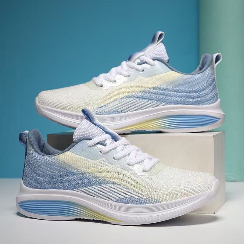 Damen Leichte Fitness-Sneaker mit atmungsaktiver Strick-Oberfläche und stoßdämpfender Sohle EB