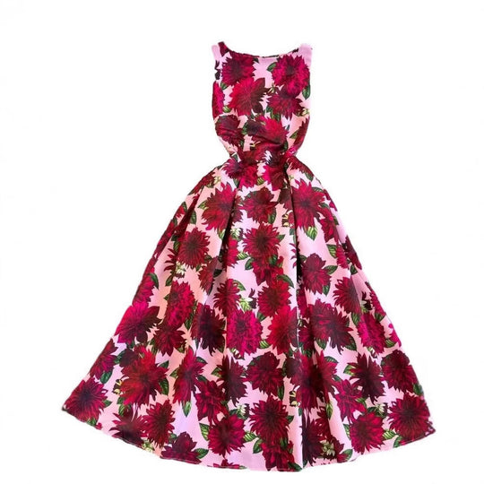 Damen Maxikleid mit floralen Applikationen und tailliertem Schnitt EB