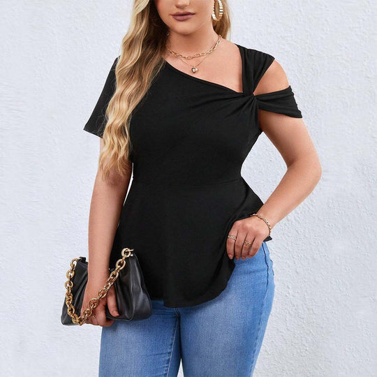 Damen Oberteil mit asymmetrischem Cut-Out und raffiniertem Wickeldesign EB